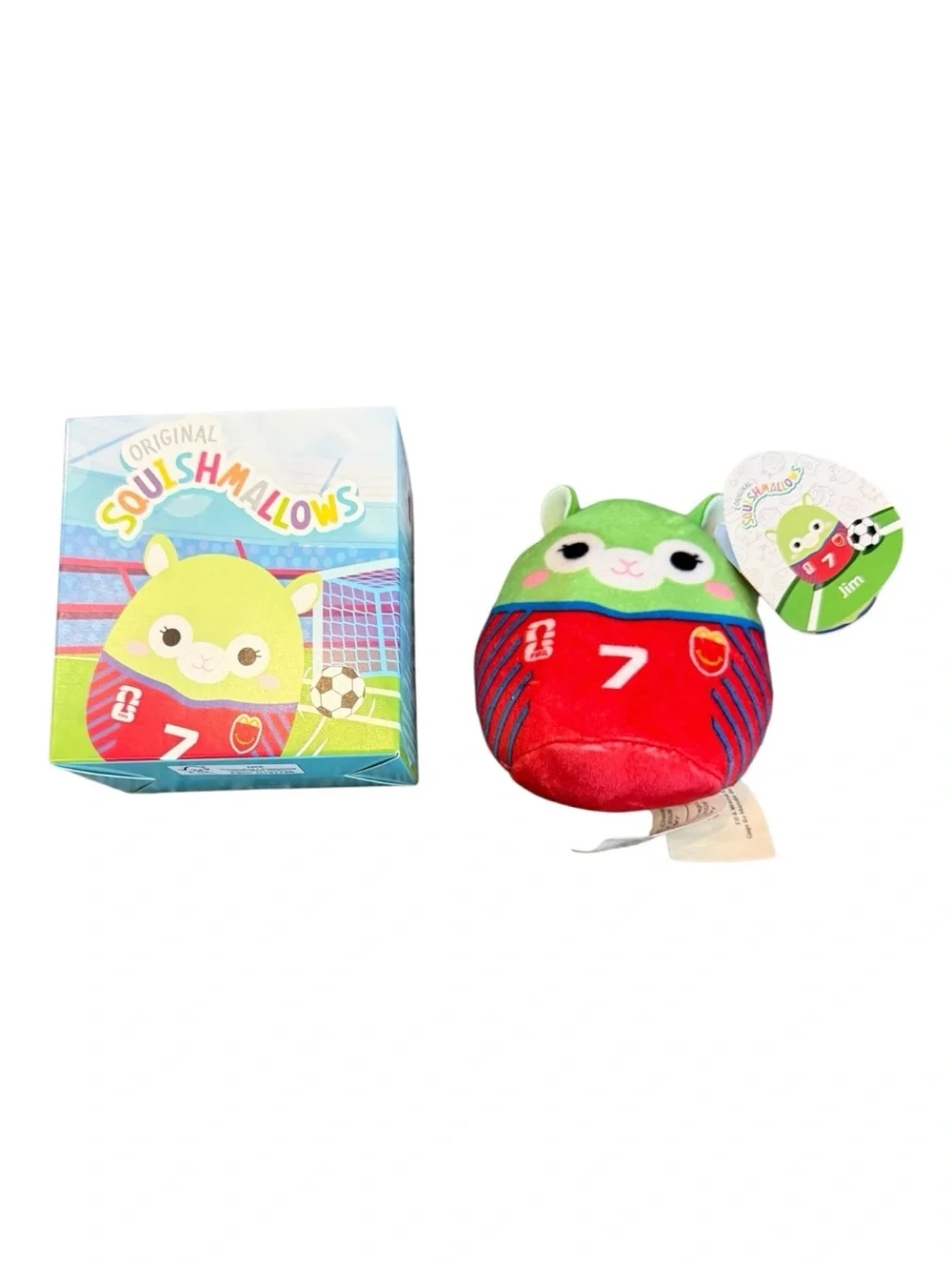 Squishmallows Green & Red Soccer Plush - Number 7 Jersey Jim